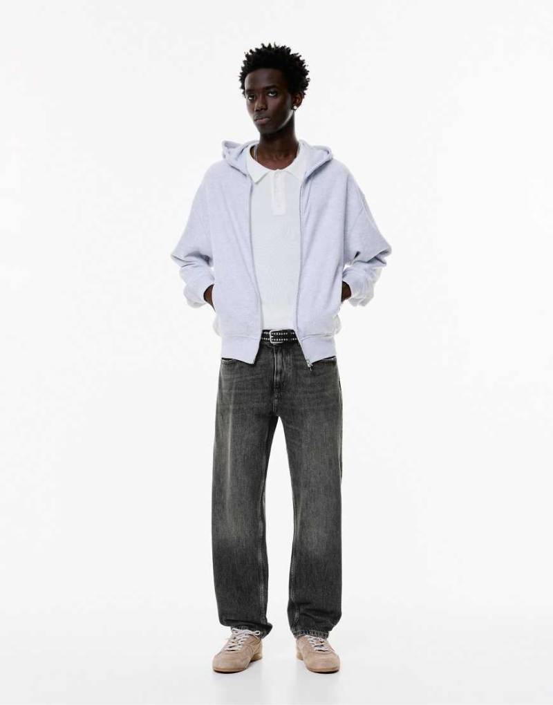 Pull & Bear - Vintage-Jeans in verblasstem Schwarz mit geradem Bein-Grau von Pull & Bear