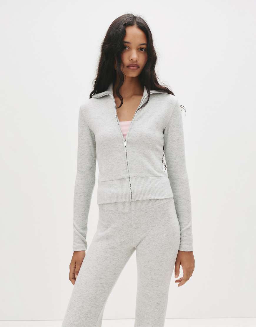 Pull & Bear - Weiche Jacke in Grau mit Reißverschluss von Pull & Bear