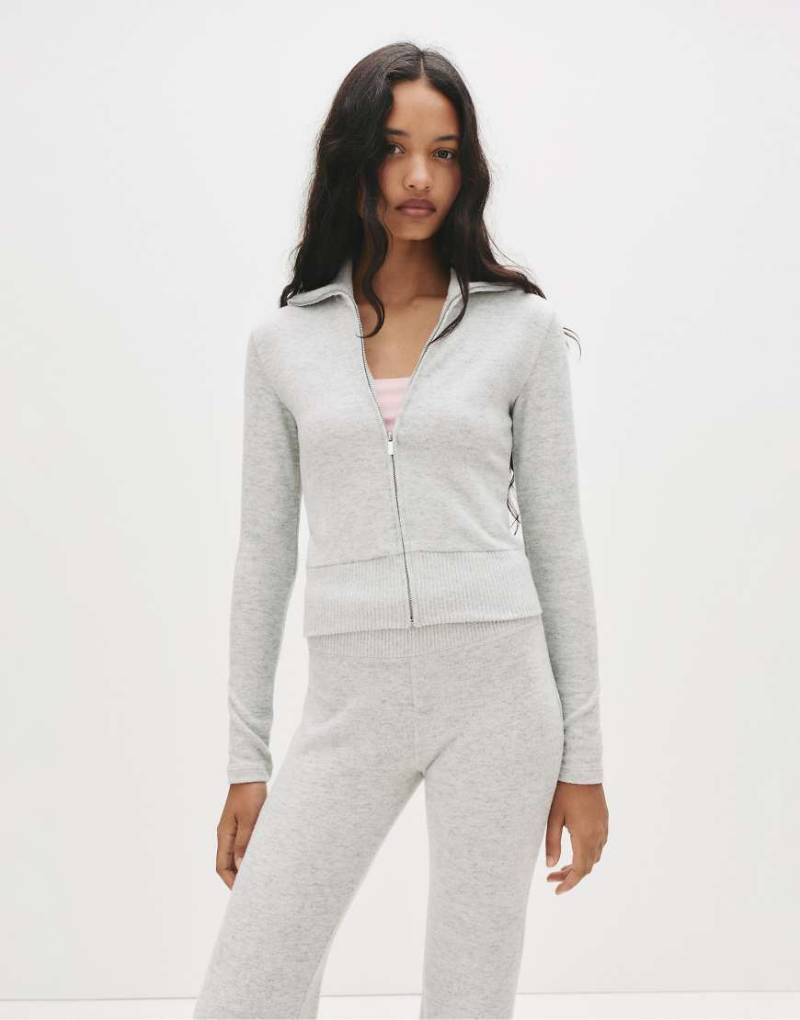 Pull & Bear - Weiche Jacke in Grau mit Reißverschluss von Pull & Bear