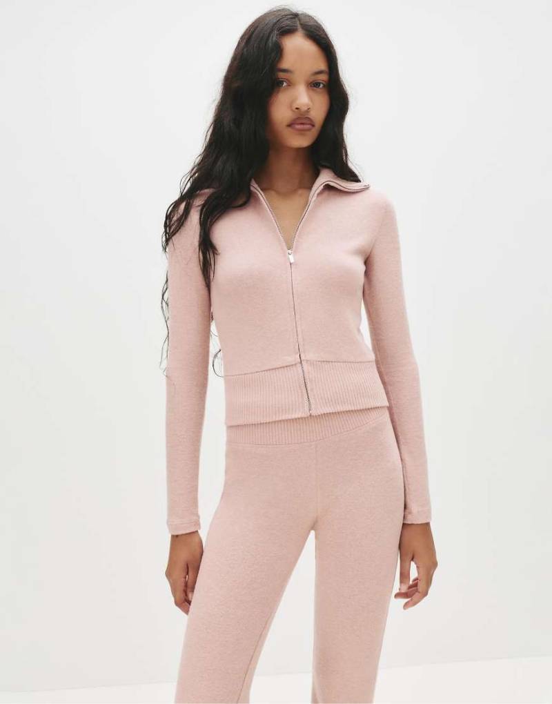 Pull & Bear - Weiche Jacke in Rosa mit Reißverschluss von Pull & Bear