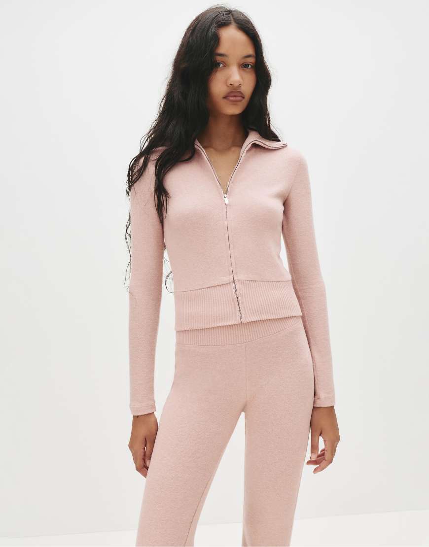 Pull & Bear - Weiche Jacke in Rosa mit Reißverschluss von Pull & Bear