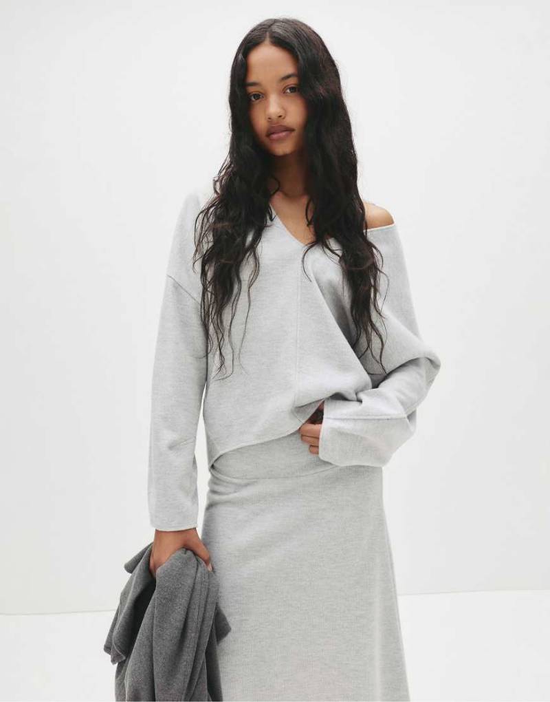Pull & Bear - Weicher Pullover in grau meliert von Pull & Bear