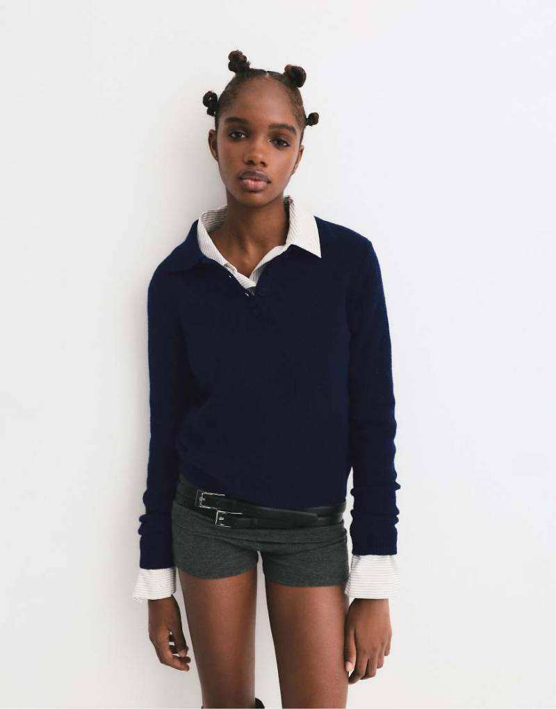 Pull & Bear - Weicher Strickpullover in Marineblau von Pull & Bear