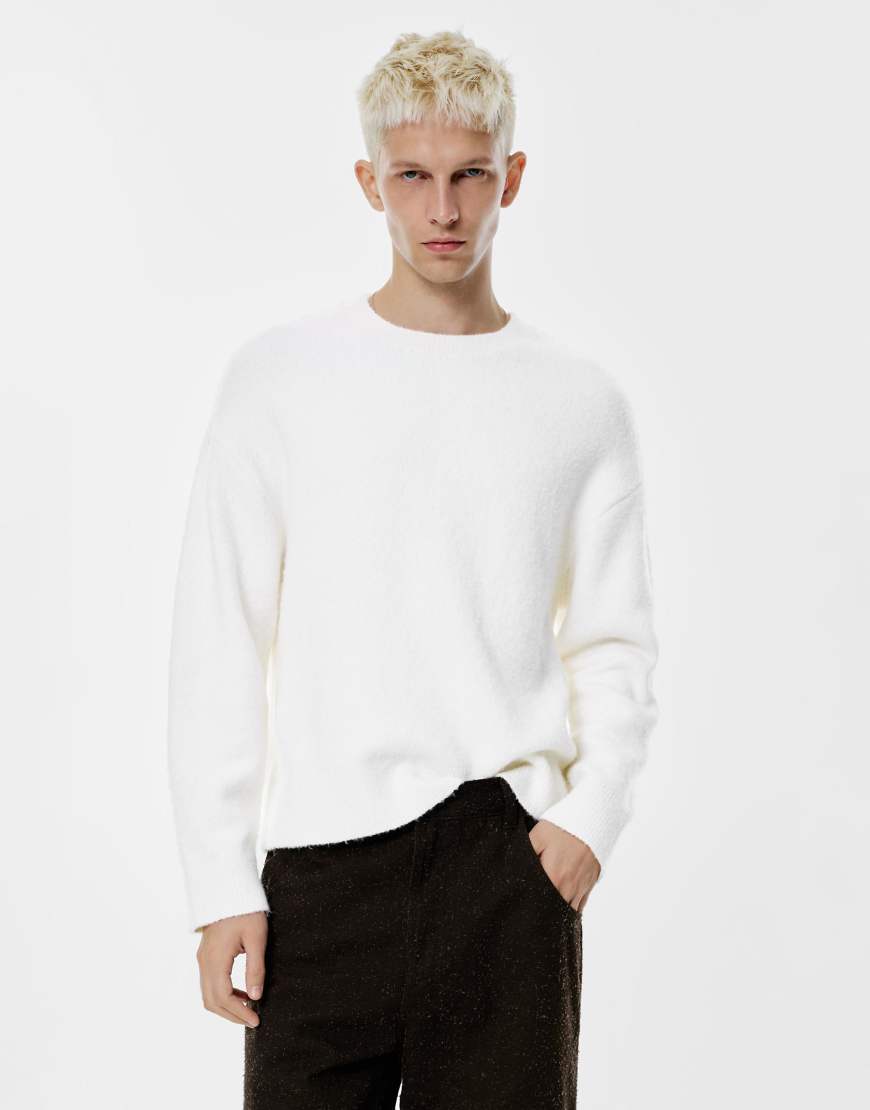 Pull & Bear - Weicher Strickpullover in Wollweiß von Pull & Bear