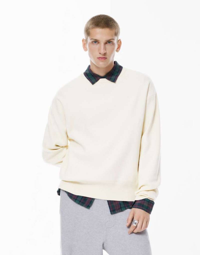 Pull & Bear - Weicher Strickpullover in Wollweiß von Pull & Bear