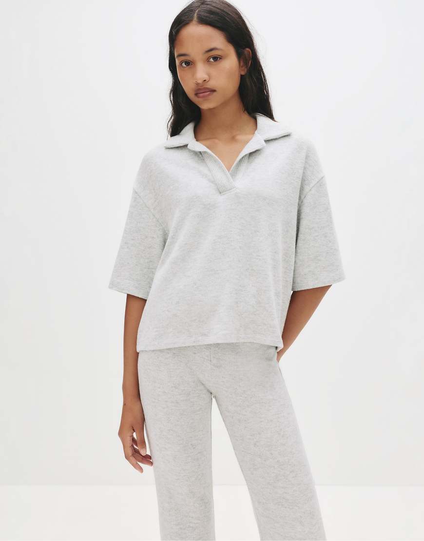 Pull & Bear - Weiches Oversize-Polohemd in Grau von Pull & Bear
