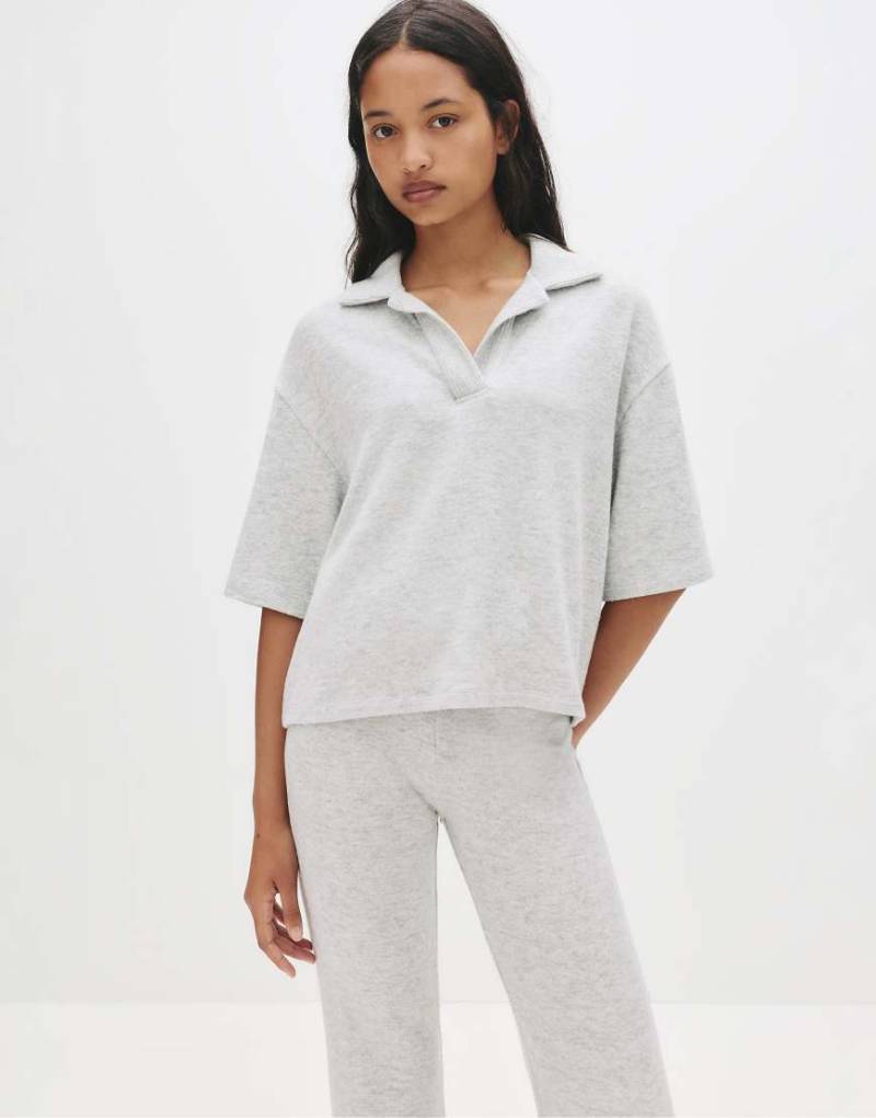 Pull & Bear - Weiches Oversize-Polohemd in Grau von Pull & Bear