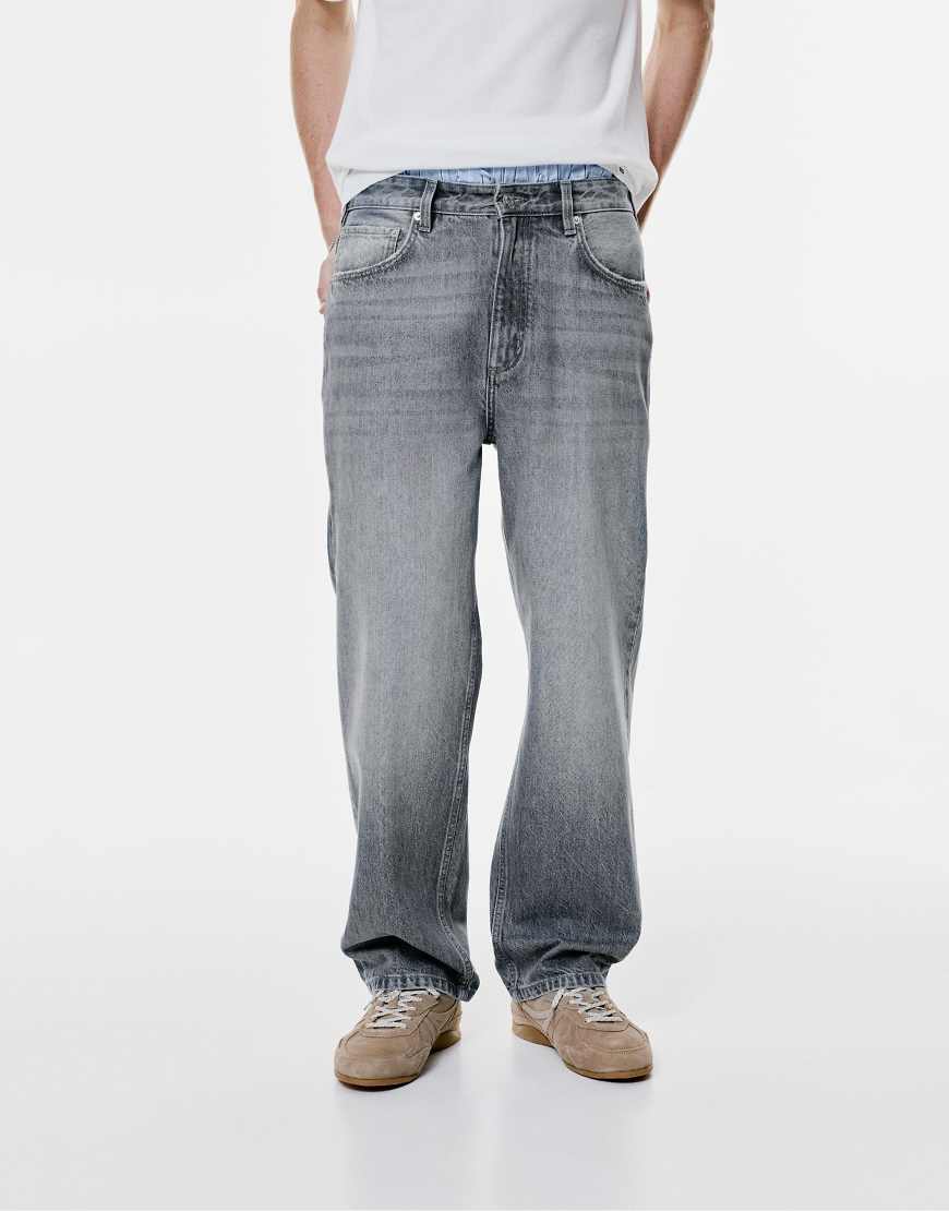 Pull & Bear - Weite Jeans in Dunkelgrau von Pull & Bear
