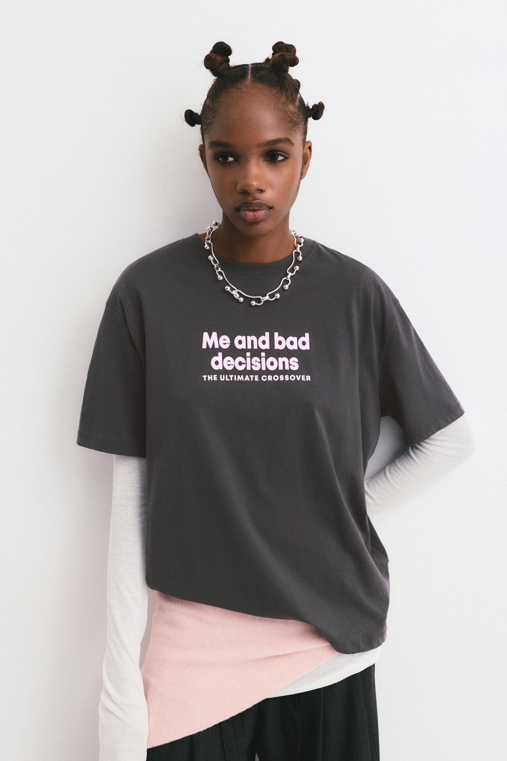 T-Shirt Mit Bad-Decisions-Grafik von Pull&Bear