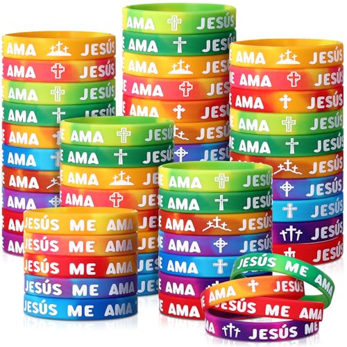 PullCrease 50 Stück spanische Jesus Loves Me Armbänder Bulk 10 Stile Regenbogen Jesus Me AMA religiöse Armbänder christliches Kreuz Silikon Geschenk für Missionare religiöse christliche Kirche PullCrease 50 Stück spanische Jesus Loves Me Armbänder Bulk 10 Stile Regenbogen Jesus Me AMA religiöse Armbänder christliches Kreuz Silikon Geschenk für Missionare religiöse christliche Kirche von PullCrease