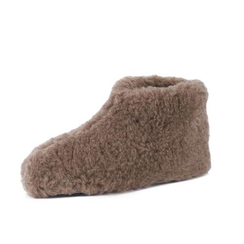 Pullmer Hausschuhe Unisex, Wollhausschuhe Damen, Herren Hüttenschuhe aus Schafwolle, warme Winterhausschuhe (BeigeMid, 39 EU) von Pullmer