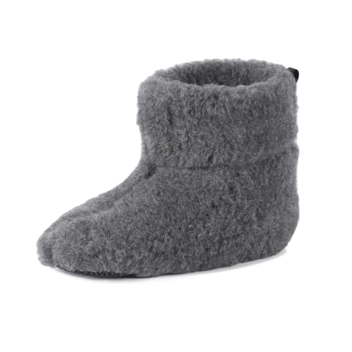 Pullmer Hausschuhe Unisex, Wollhausschuhe Damen, Herren Hüttenschuhe aus Schafwolle, warme Winterhausschuhe (Graphit, 37 EU) von Pullmer