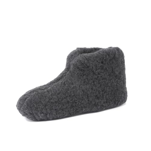 Pullmer Hausschuhe Unisex, Wollhausschuhe Damen, Herren Hüttenschuhe aus Schafwolle, warme Winterhausschuhe (GraphitMid, 40 EU) von Pullmer