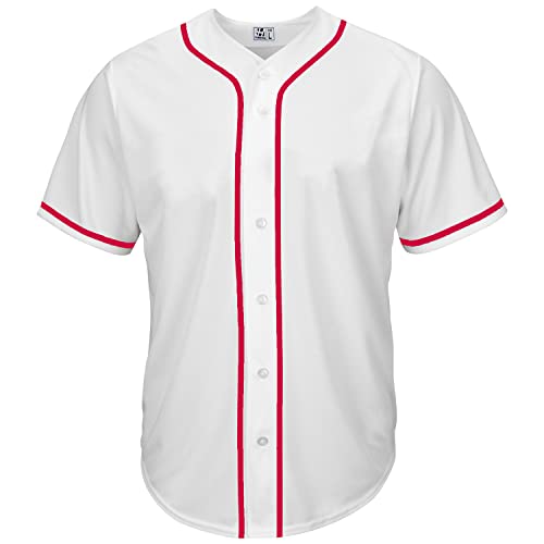 Pullonsy Baseball-Trikot für Herren, bestickt, Netzstoff, Teamnamen und Nummern, S-8XL, Schwarz, Rot gestreiftes weißes Jersey, Klein von Pullonsy