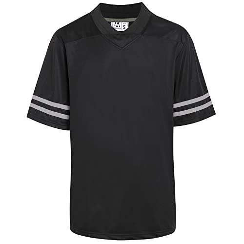 Pullonsy Blanko-Fußball-Trikots für Herren Erwachsene Hip-Hop Hipster Shirt Übung Sport Uniform Tops, Graue Streifen, schwarzes Jersey, L von Pullonsy