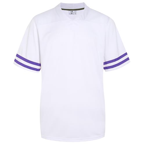 Pullonsy Erwachsene Herren Blank Football Trikots Athletic Football Fans Shirts Praxis Sport Uniform Tops, Lila Streifen Weiß Jersey, L von Pullonsy