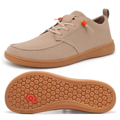 Herren Barfuß breite Zehenbox Schuhe - Minimalistische Barfußschuhe mit Zero Drop Sohle Extra Wide Slip on Walking Schuhe für Männer, Wt02 | Nut, 39.5 EU von Pulltop