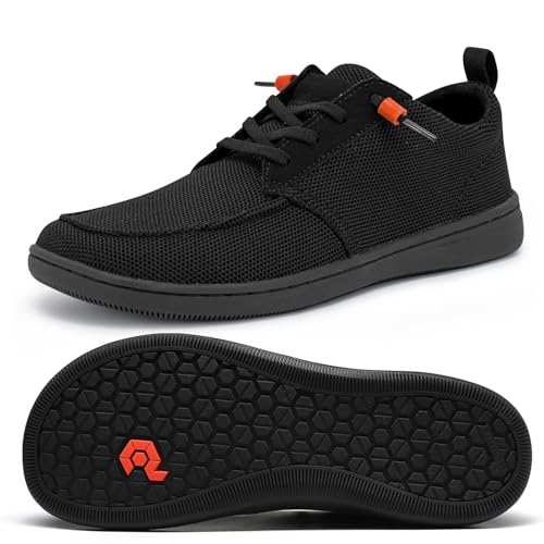 Herren Barfuß breite Zehenbox Schuhe - Minimalistische Barfußschuhe mit Zero Drop Sohle Extra Wide Slip on Walking Schuhe für Männer, Wt02 | Schwarz, 45 EU von Pulltop