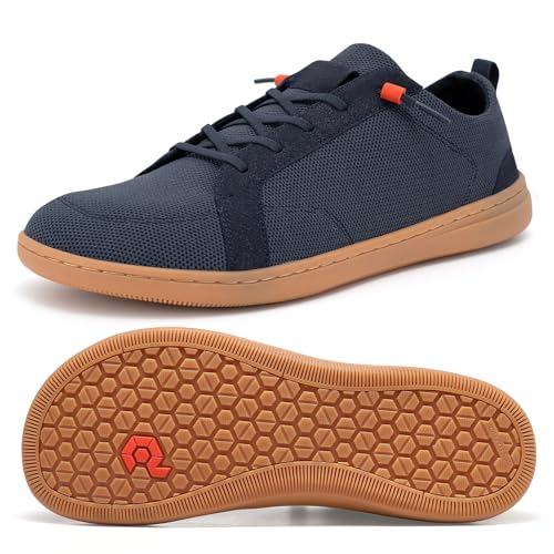Herren Barfuß breite Zehenbox Schuhe - Minimalistische Barfußschuhe mit Zero Drop Sohle Extra Wide Slip on Walking Schuhe für Männer, Wt03 | Marineblau, 39.5 EU von Pulltop