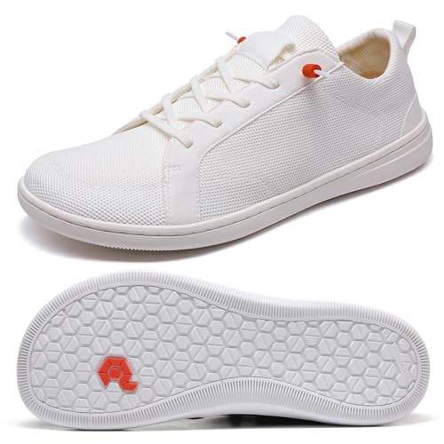 Herren Barfuß breite Zehenbox Schuhe - Minimalistische Barfußschuhe mit Zero Drop Sohle Extra Wide Slip on Walking Schuhe für Männer, Wt03 | Weiß, 39.5 EU von Pulltop