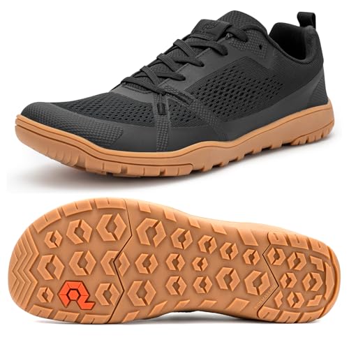 Pulltop Barfuß-Trailrunning-Schuhe für Herren – breite Zehenbox | Zero Drop Sohle | Minimalistische Cross-Trainingsschuhe, Wt05m | Black Gum, 47 EU von Pulltop