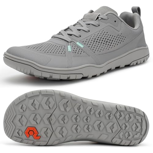 Pulltop Barfuß-Trailrunning-Schuhe für Herren – breite Zehenbox | Zero Drop Sohle | Minimalistische Cross-Trainingsschuhe, Wt05m | Medium Grey, 14 Wide von Pulltop