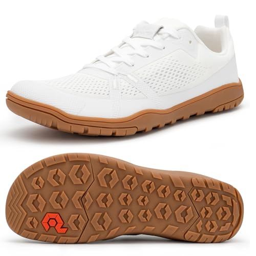 Pulltop Barfuß-Trailrunning-Schuhe für Herren – breite Zehenbox | Zero Drop Sohle | Minimalistische Cross-Trainingsschuhe, Wt05m | Weiß, 43 EU von Pulltop