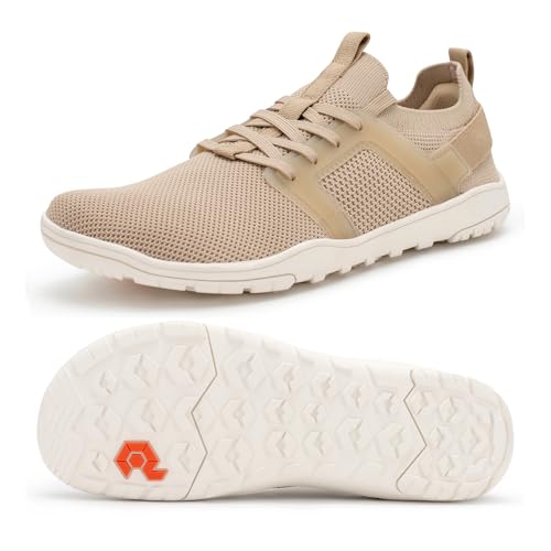 Pulltop Barfuß-Trailrunning-Schuhe für Herren – breite Zehenbox | Zero Drop Sohle | Minimalistische Cross-Trainingsschuhe, Wt06m | Beige, 14 Wide von Pulltop