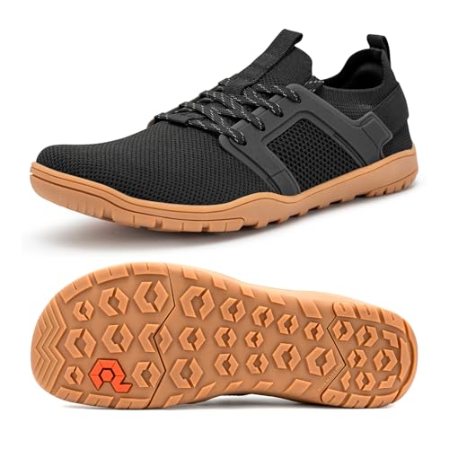 Pulltop Barfuß-Trailrunning-Schuhe für Herren – breite Zehenbox | Zero Drop Sohle | Minimalistische Cross-Trainingsschuhe, Wt06m | Schwarz, 47 EU von Pulltop
