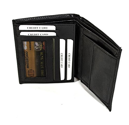 Herren Geldbörse aus echtem Leder Portemonnaie Geldbeutel Kreditkartenfächer, Steckfächer, Ausweis und Führerschein Etui und kleingeld Börse Farbe schwarz von Pulma