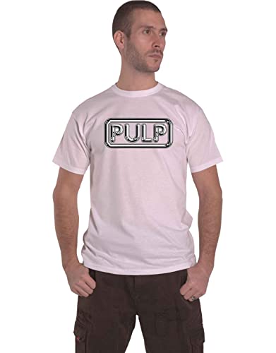 PULP T Shirt Different Class Band Logo Nue offiziell Herren Weiß von Rock Off