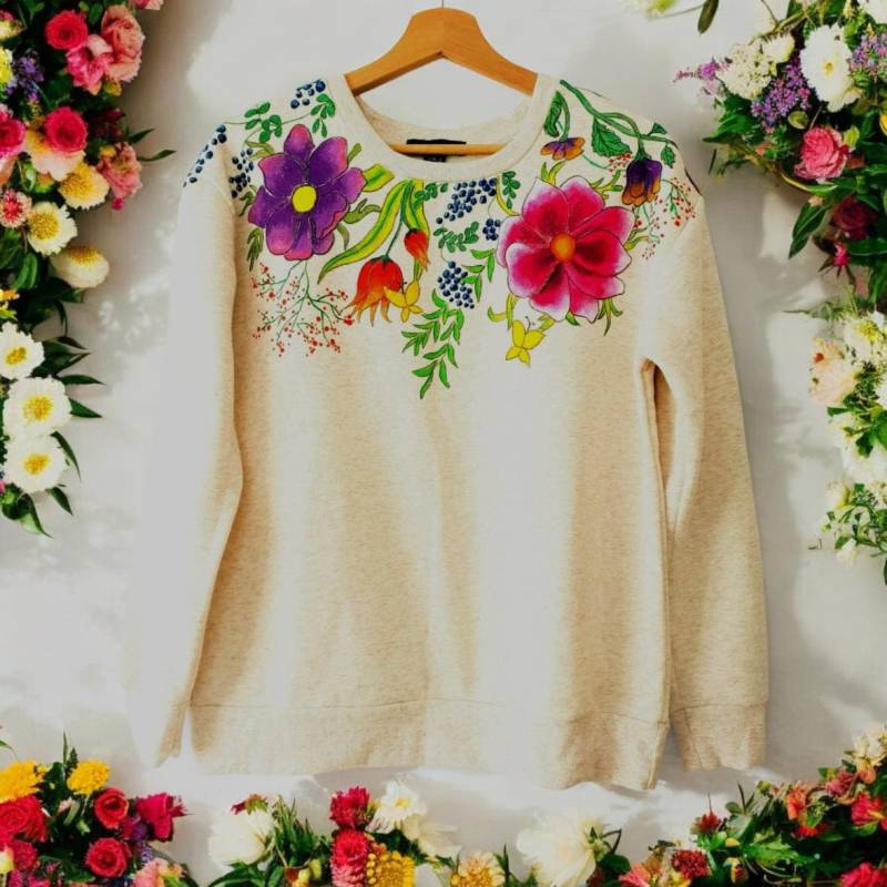 Hand Bemalt Sweatshirt Shirt T-Shirt Kunst Auf Kleidung Bemalte Auf Bestellung Anfertigung Individuell Bemalte Jacke T-Shirt von PulseArts