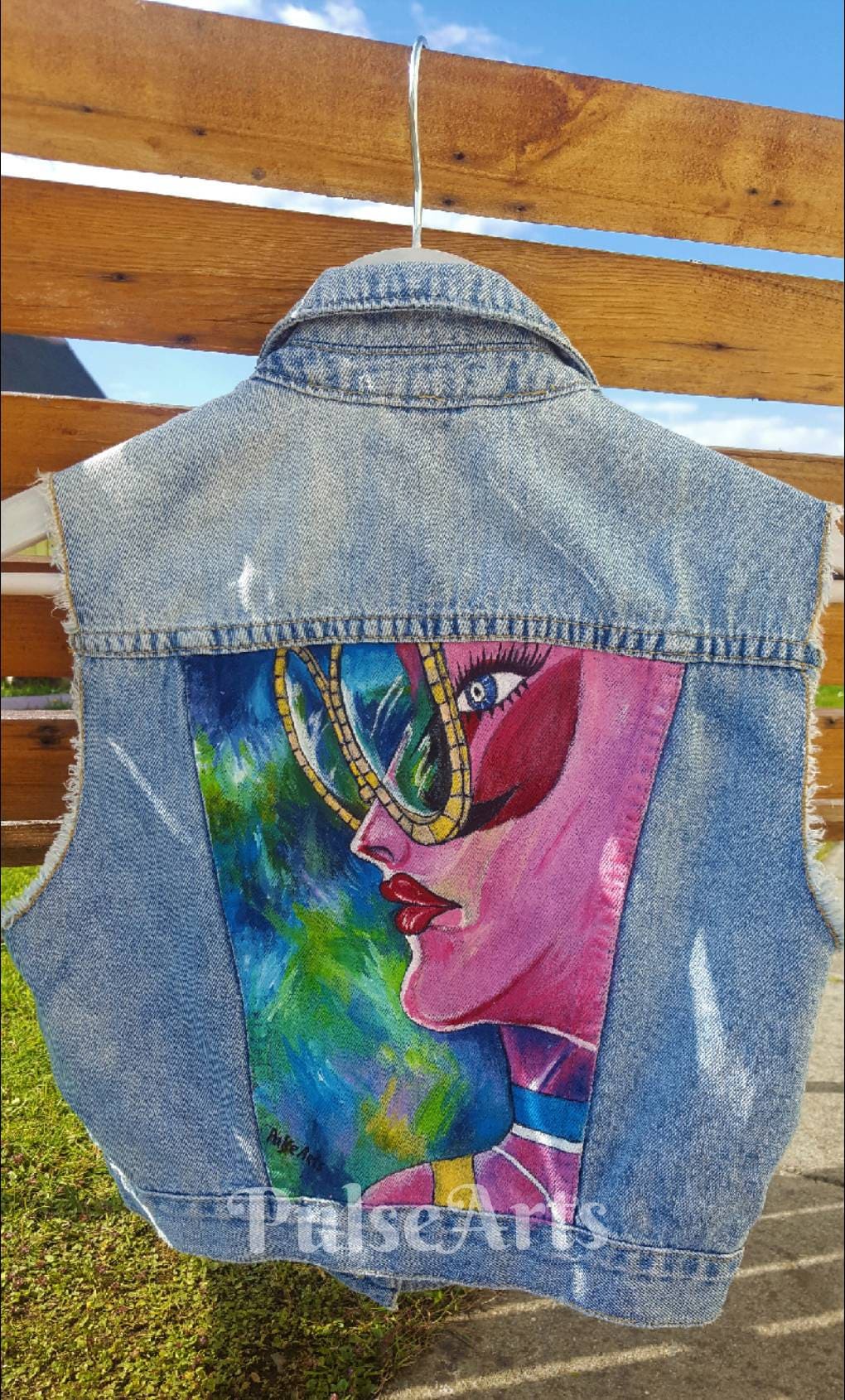 Handbemalte Jeansweste, Maßgefertigte Ärmellose Jacke, Maßgeschneiderte Handbemalter Ärmelloser Blazer, Maßanfertigung Jacke Handbemalte Jeansweste, Maßgefertigte Ärmellose Jacke, Maßgeschneiderte Handbemalter Ärmelloser Blazer, Maßanfertigung Jacke von PulseArts