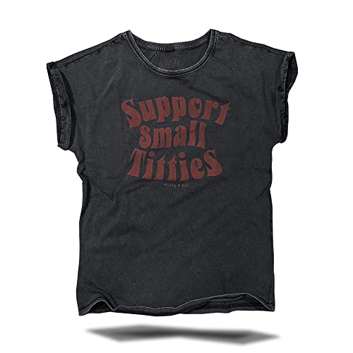 Support Small Titties T-Shirt - Black Vintage Größe M von Pulver & Blei