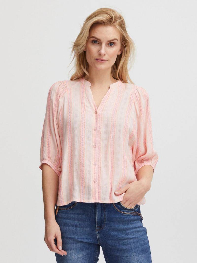 PULZ Jeans Shirtbluse Damen Viskose V-Ausschnitt gestreift, rosa von Pulz Jeans