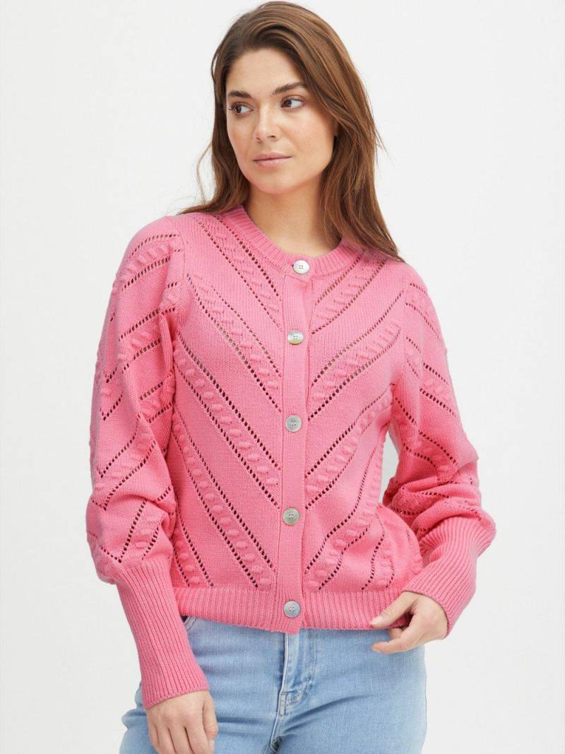 PULZ Jeans Strickjacke Damen Baumwolle, pink von Pulz Jeans