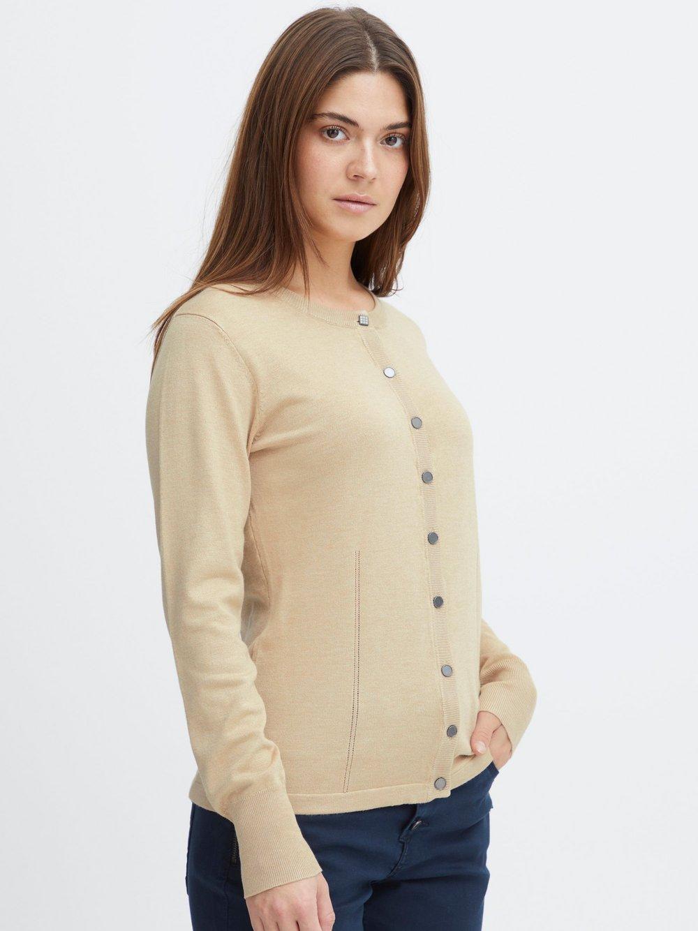 PULZ Jeans Strickjacke Damen Viskose Rundhals, beige von Pulz Jeans