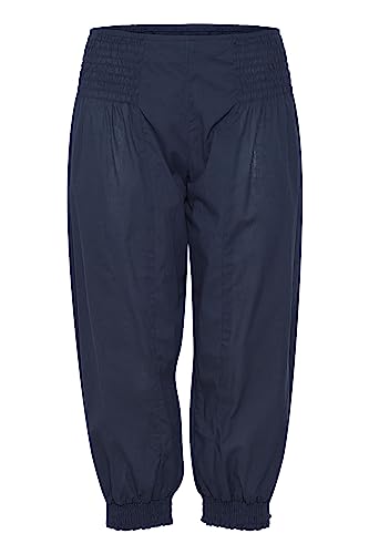 Pulz Jeans PZJILL Damen Hose Stoffhose Haremshose Pumphose Pluderhose mit elastischem Bund Capri Länge 100% Baumwolle Regular Fit, Größe:L, Farbe:Dark Sapphire (194020) von Pulz Jeans