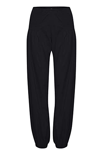 PULZ JEANS PZJILL Damen Hose Stoffhose Lange Haremshose Pumphose Pluderhose mit elastischem Bund 100% Baumwolle Regular Fit, Größe:M, Farbe:Black Beauty (193911) von PULZ JEANS