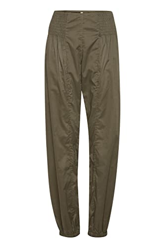 PULZ JEANS PZJILL Damen Hose Stoffhose Lange Haremshose Pumphose Pluderhose mit elastischem Bund 100% Baumwolle Regular Fit, Größe:S, Farbe:Kalamata (190510) von PULZ JEANS