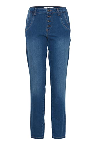 Pulz Jeans PZMELINA Loose Jeans Skinny Leg Damen Jeans Denim Hose mit Knopfleiste Loose-Fit, Größe:28/32, Farbe:Medium Blue Denim (200005) von Pulz Jeans