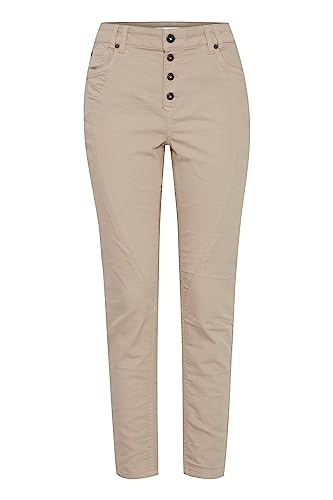 Pulz Jeans PZROSITA Damen Hose Stoffhose Baumwolle mit Stretch 5-Pocket-Style mit Knopfleiste Skinny-Fit, Größe:38, Farbe:White Pepper (151307) von Pulz Jeans