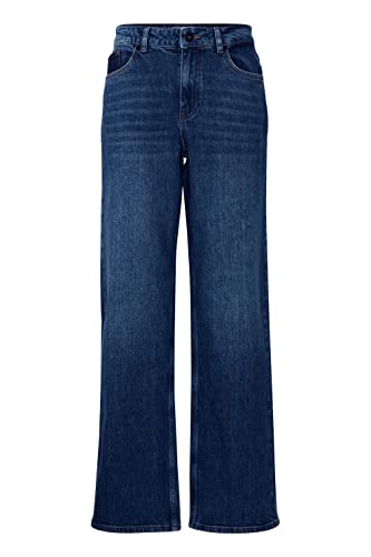 Pulz Jeans PZVEGA HW Jeans Wide Leg Damen Jeans Denim Hose Baumwolle mit Stretch Regular Waist Regular Fit, Größe:30/30, Farbe:Dark Blue Denim (200002) von Pulz Jeans