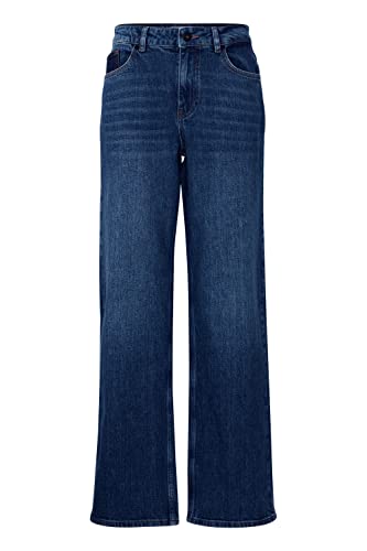 Pulz Jeans PZVEGA HW Jeans Wide Leg Damen Jeans Denim Hose Baumwolle mit Stretch Regular Waist Regular Fit, Größe:35/32, Farbe:Dark Blue Denim (200002) von Pulz Jeans
