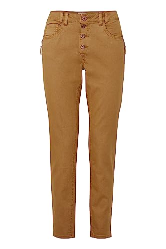 Pulz Jeans PZVIBA HW Pants Damen Chino Hose Stoffhose Baumwolle mit Stretch Nietendekoration an Taschen und Knopfleiste Slim-Fit, Größe:42, Farbe:Tobacco Brown (171327) von Pulz Jeans