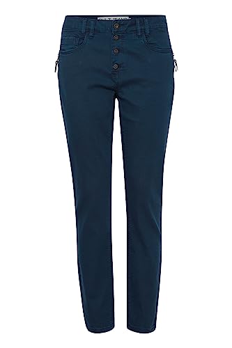 Pulz Jeans PZVIBA HW Pants Damen Chino Hose Stoffhose Baumwolle mit Stretch Nietendekoration an Taschen und Knopfleiste Slim-Fit, Größe:44, Farbe:Dark Sapphire (194020) von Pulz Jeans