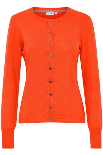 Pulz PZSARA - 50203229 LS Short Cardigan Damen Strickjacke Feinstrick Cardigan Strickcardigan Regular fit, Größe:M, Farbe:Cherry Tomato Melange (1715631) von PULZ JEANS