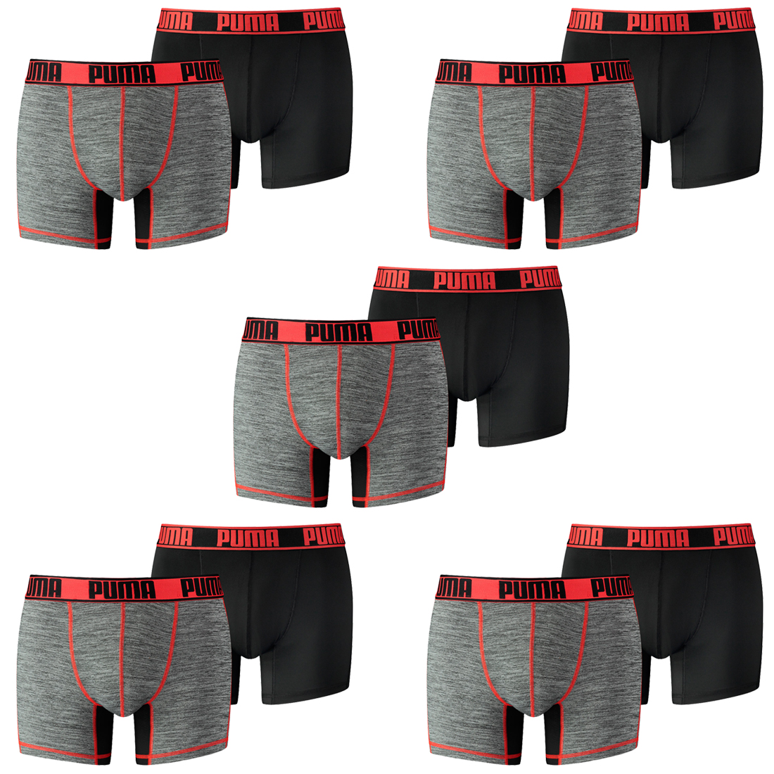 10 er Pack Puma Herren Active Grizzly Melange Boxer Shorts Unterwäsche Sport von Puma