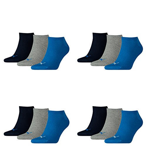 PUMA 12 Paar Sneaker Invisible Socken Gr. 35-49 Unisex für Damen Herren Füßlinge, Farbe:277 - blue/grey mélange, Socken & Strümpfe:43-46 von PUMA