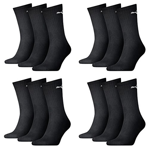 PUMA 12 Paar Sportsocken Tennis Socken Gr. 35-49 Unisex für sie und ihn, Farbe:200 - black, Socken & Strümpfe:47-49 von PUMA